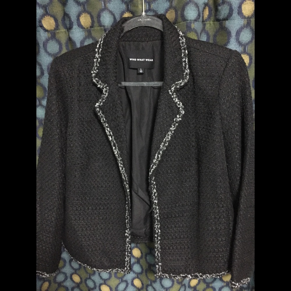 Who What Wear black with gray trim blazer L